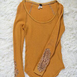 We The Free knit long sleeve with embroidered sleeves